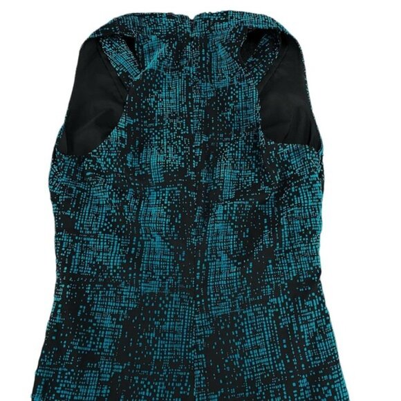 ANDREW MARC Sleeveless Empire Waist Dress Sz 4 Teal Black - Picture 8 of 9